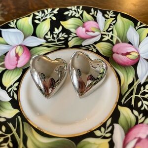 Silver Chunky Heart Studs